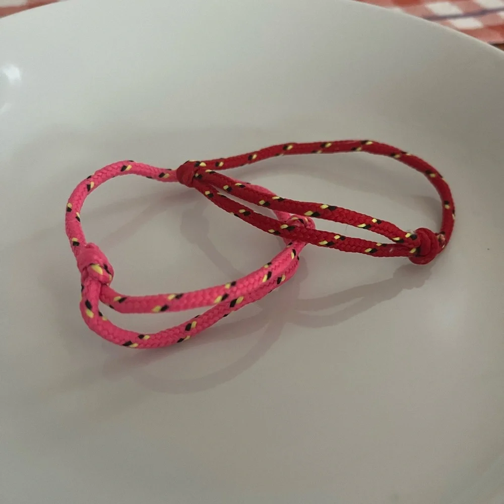 new pink and red adjustable string friendship bracelets